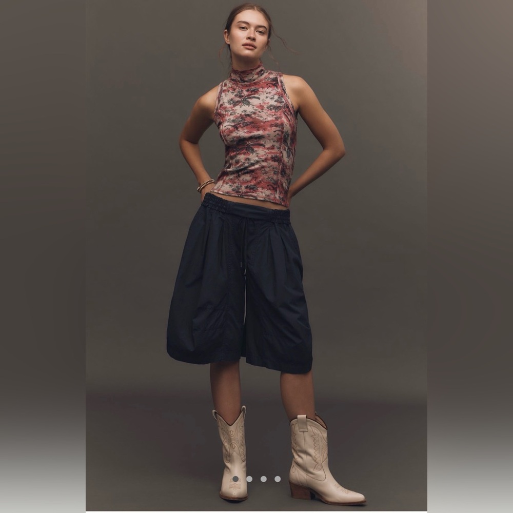 Anthropologie Ruched Poplin Gaucho Pants